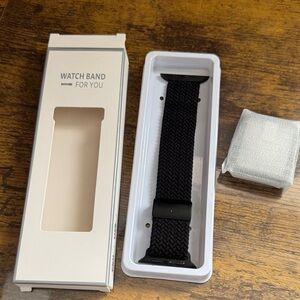 Black Woven Apple Watch Band with Magnetic Closure and Face Cover